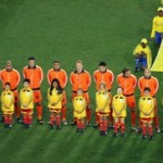 McDonald’s Player Escorts during the 2010 FIFA World Cup South Africa Final match between Netherlands and Spain at Soccer City Stadium on July 11, 2010 in Johannesburg, South Africa.